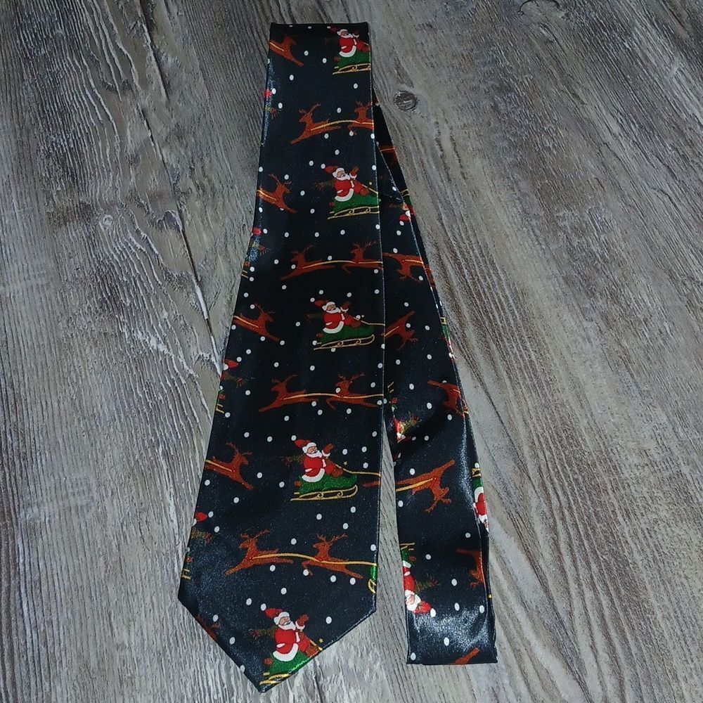Christmas Necktie Christmas Party Fun Christmas Theme Print Tie Santa Reindeer